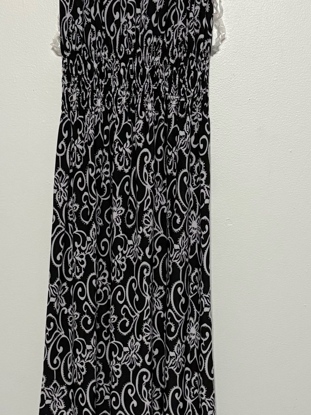 Black & White Floral Print Maxi Skirt